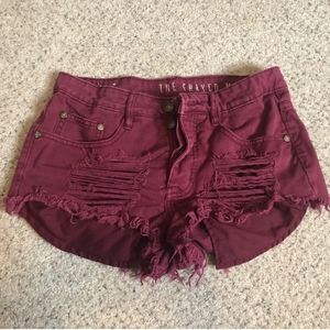 Cotton On distressed burgundy shorts size 2